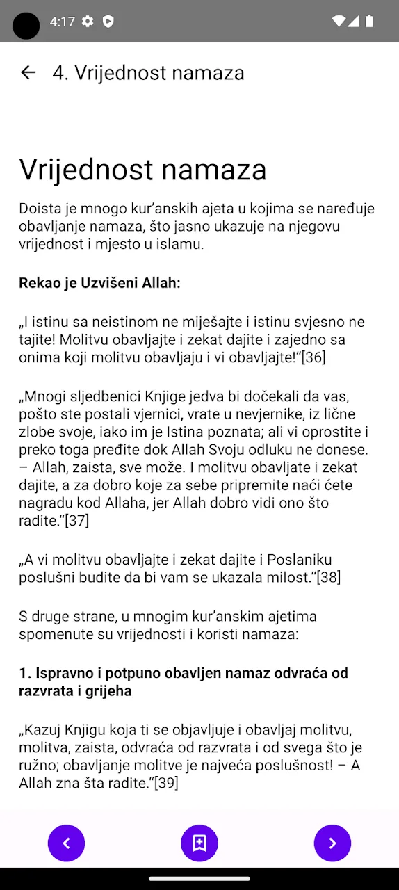Poglavlje o vrijednosti namaza