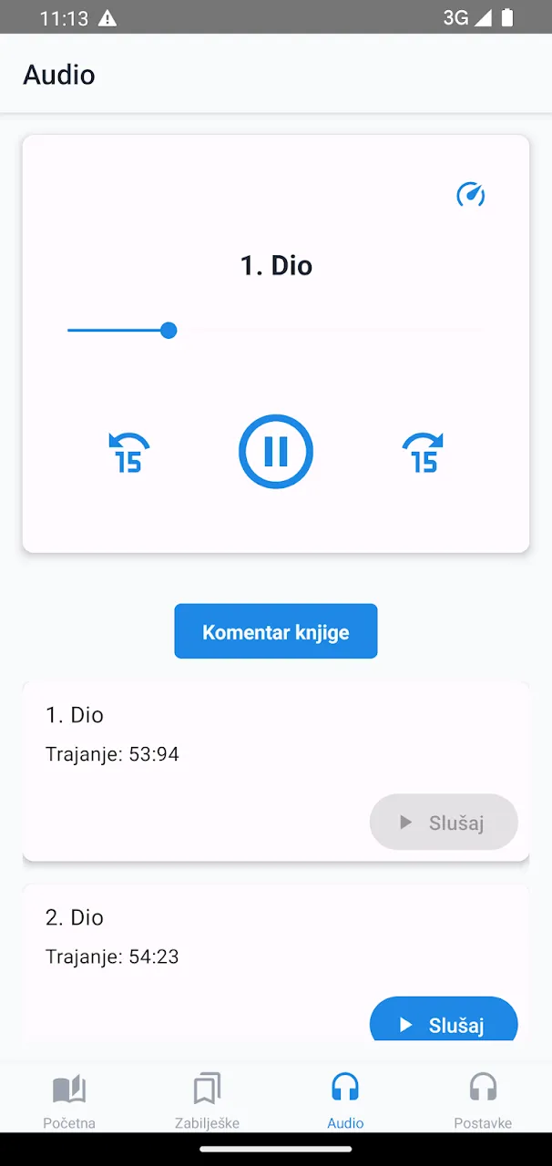 Audio knjiga sa kontrolama reprodukcije